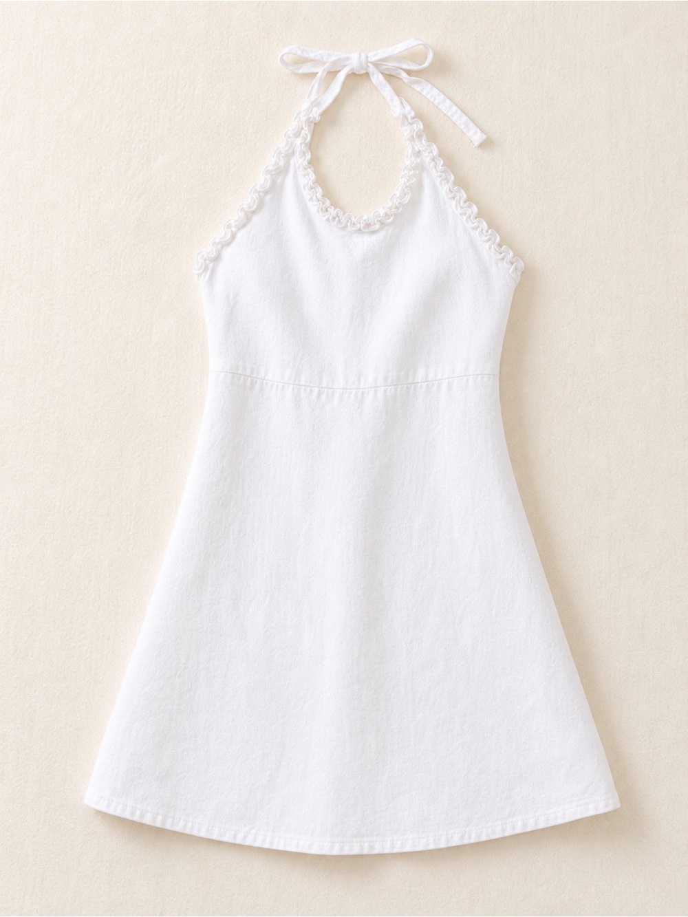 Abound White Linen Blend Halter Mini Dress Lightweight Summer